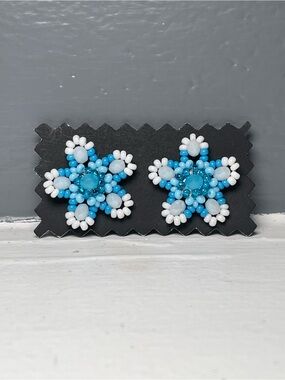 Huichol Beaded Flower Stud Earrings